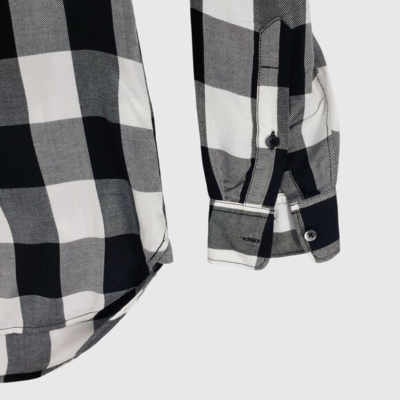 Madewell Black & White Plaid Button-Up Slim Fit Shirt Long Sleeve Womens XXS - Picture 3 of 9